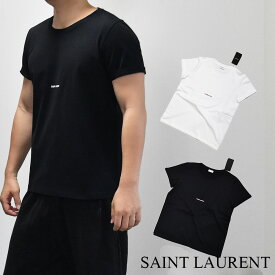 サンローラン Tシャツ ロゴ メンズ 半袖 ショートスリーブ Tシャツ 黒 ブラック 白 ホワイト ブランド コットン SAINT LAURENT 464572