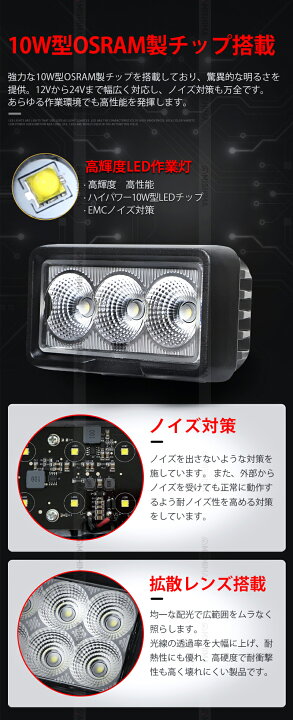 楽天市場】led 作業灯 LED 作業灯 ワークライト 【1台・ハイパワーLED 