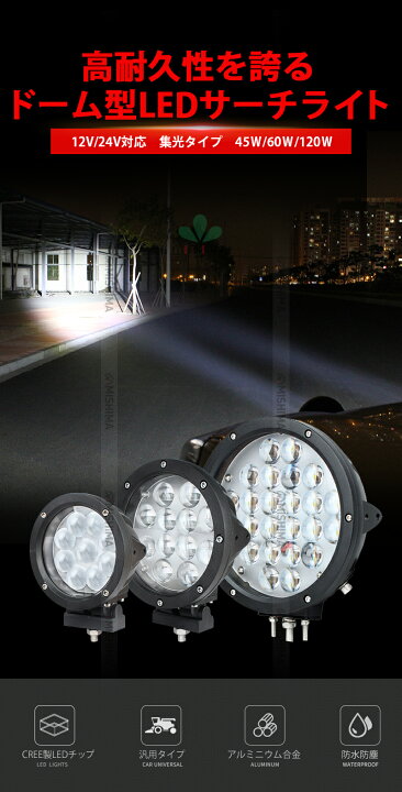 楽天市場】サーチライト 12v led LED作業灯 ワークライト 投光器 【12v 