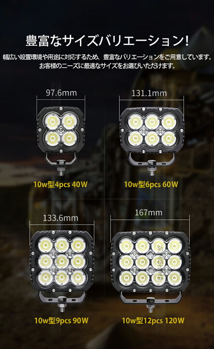 楽天市場】120W LEDサーチライト 遠距離照射対応 作業灯 LEDワーク 