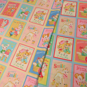 【シーチング生地】スウィートラッシュ〜スイートグリーディング〜【kokoseki レトロ ノスタルジック かわいい ベビー 入園 通園 巾着 ポーチ ランチョンマット ファンシー ハンドメイド 手