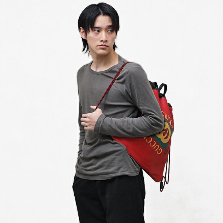 楽天市場】グッチ GUCCI プリント レザー バックパック ナップサック 