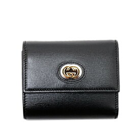 グッチ GUCCI インターロッキングG レザー ウォレット 三つ折り財布 ブラック [レディース] 598544 1DB0X 1000【○I30】 【NS10】