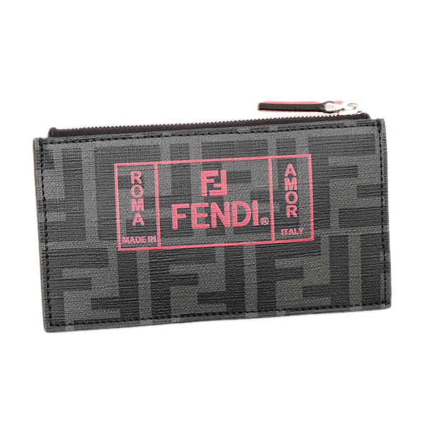 フェンディ FENDI FFモノグラム カードケース コインケース 小銭入れ グレー×ブラック [メンズ] 7M0227 A7SB F0P0N