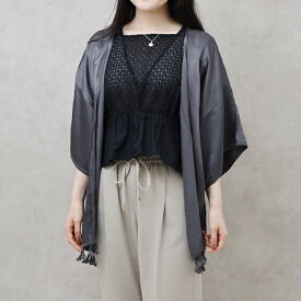 【サイズS/M】【サイズM/L】アメリーレベール AMELIE REVEUR 半袖 カーディガン ボレロ ダークシルバー [レディース] T6039 CHIMONO