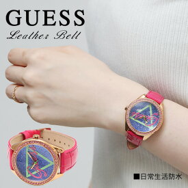 ゲス GUESS LITTLE FLIRT クォーツ 腕時計 ウォッチ ラインストーン入 クロコ調型押し レザーベルト ローズゴールド×ブルー [レディース] W0456L9【K3】