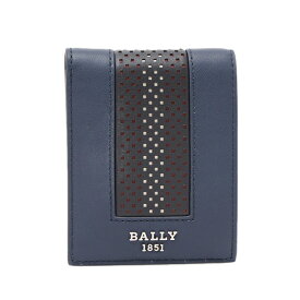 バリー BALLY パンチングライン入 レザー ウォレット 二つ折り財布 折財布 [小銭入れなし] ブルー基調 [メンズ] BEVYE.STP I528P 6300410 ギフト【J4】 【NS10】