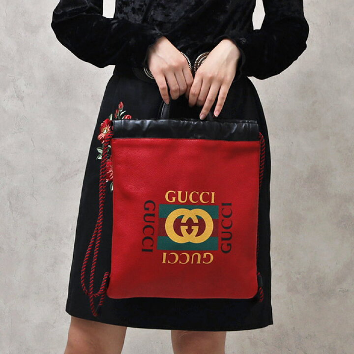 楽天市場】グッチ GUCCI プリント レザー スモール バックパック  