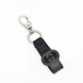 グッチ GUCCI カットアウト インターロッキングG GGスプリームキャンバス×レザー キーリング キーホルダー キーリング ブラック×グレー [メンズ] 701432 K9GSN 1151
