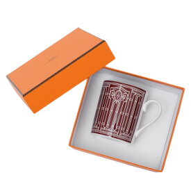 【再入荷！】エルメス HERMES アッシュデコ H DECO マグカップ シングル 300ml 陶器 装飾 ホワイト×ルージュ 041131