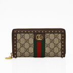 【再入荷！】グッチ GUCCI オフィディア GGスプリームキャンバス レザー スタッズ付き ジップアラウンド ウォレット ラウンドファスナー 長財布 ベージュ×エボニー [レディース] 523154 FAA7K 9793