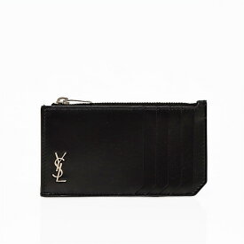 サンローランパリ SAINT LAURENT PARIS レザー カードホルダー カードケース コインケース 小銭入れ フラグメントケース ブラック [メンズ] 629899 1JB0E 1000【●J9】