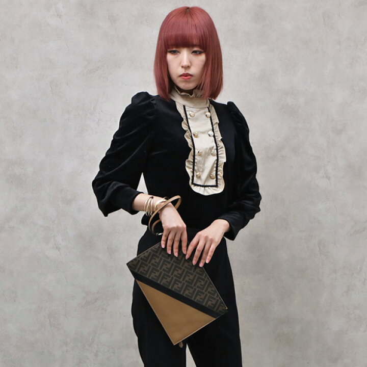 楽天市場】フェンディ FENDI モノグラムファブリック×レザー フラット 
