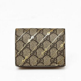 グッチ GUCCI GGスプリームキャンバス×レザー ホースビット プリント カードケース ウォレット 折財布 ベージュ×エボニー [レディース] 774332 FACYR 8548