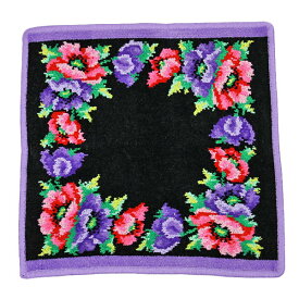 【再入荷！】フェイラー Feiler ハンドタオル 30×30cm POPPIES BLACK VIOLET【ゆうパケット送料無料】