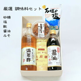 《No.225 特選 さしすせそセット》調味料詰め合わせ 5種詰め合わせ(洗双糖 石垣の塩158g 満年酢700ml 超特選醤油500ml 金亀子みそ赤210g)T2箱　調味料セット お中元 お歳暮 母の日父の日 お料理好きな方へ ギフト