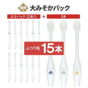 【数量限定】大みそかパック【A】 (12本+3本入り・ふつう毛) MISOKA ミソカ 基本の歯ブラシ 15本 SET【メール便・送料無料】 虫歯 歯石 歯垢 口臭 予防 奥歯 日本製 歯磨き粉なし 水だけ ツル