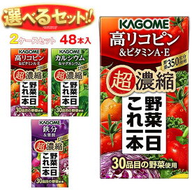 カゴメ 野菜一日これ一本 超濃縮 選べる2ケースセット 125ml紙パック×48(24×2)本入｜ 送料無料 野菜ジュース 高リコピン ビタミンA・E カルシウム＆マグネシウム 鉄分＆葉酸