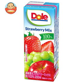 雪印メグミルク Dole(ドール) ストロベリーミックス100% 200ml紙パック×18本入｜ 送料無料 いちご 苺 果汁100% ジュース