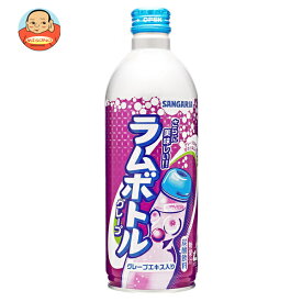 サンガリア グレープラムボトル 500gボトル缶×24本入×(2ケース)｜ 送料無料 ラムネ ソーダ サイダー 炭酸 スパークリング グレープ