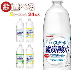 サンガリア 伊賀の天然水 炭酸水 選べる2ケースセット 1Lペットボトル×24(12×2)本入｜ 送料無料 炭酸水 1l 炭酸 伊賀の天然水 強炭酸水 1000ml