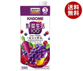 カゴメ 野菜生活100パープル (3倍濃縮) 1L紙パック×6本入｜ 送料無料 野菜 野菜ミックス 業務用 希釈用 紫