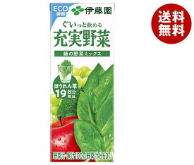 伊藤園 充実野菜 緑の野菜ミックス 200ml紙パック×24本入×(2ケース)｜ 送料無料 野菜ジュース 紙パック 野菜 ほうれん草 ミックス