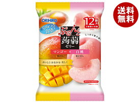 オリヒロ ぷるんと蒟蒻ゼリー マンゴー＋白桃 (20g×12個)×12袋入｜ 送料無料 お菓子 こんにゃくゼリー ダイエット もも