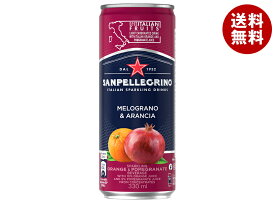 日仏貿易 サンペレグリノ メログラーノアランチャ(ザクロ&オレンジ) 330ml缶×24本入×(2ケース)｜ 送料無料 炭酸 果実飲料 フルーツ 缶 オレンジ ザクロ