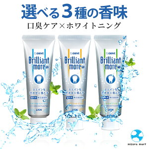 LION ライオン ブリリアントモア ダブル Brilliant more W ナチュラルペパーミント アプリコットミント シトラスミント 90g 1本 単品 歯科専売品 口臭 歯磨き粉 ホワイトニング