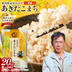 令和7年産 秋田県産 あきたこまち 玄米 20kg 選べる袋（5kg×4袋 / 10kg×2袋） お米 北秋田市産 単一原料米 ブランド米 大粒 国産米
