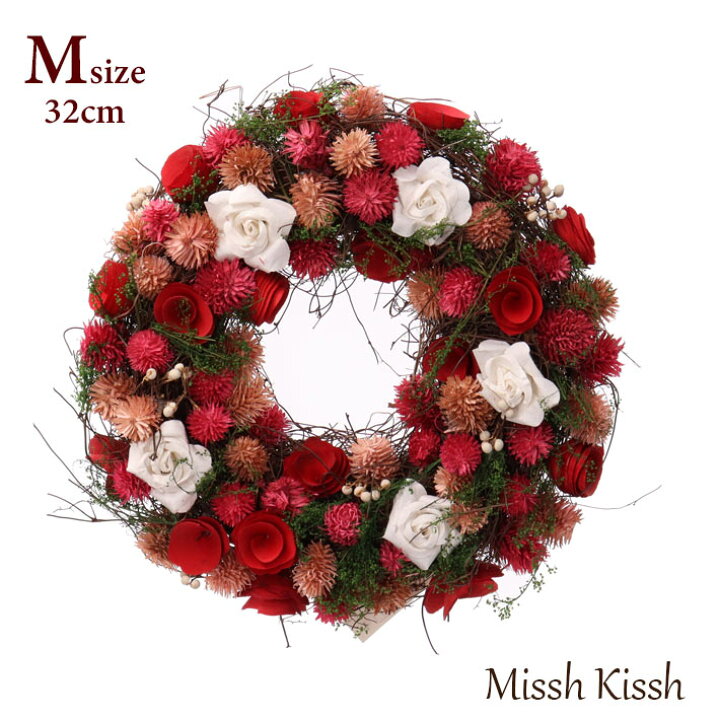 楽天市場】花 フラワーリース ルージュ ドライフラワー Wreath レッド  