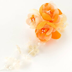 髪飾り クリップ 和装 浴衣 成人式 七五三 卒業式 入学式 花 ヘアアクセサリー かんざし 髪留め 小花3輪下がりがかわいい和風コサージュ 赤 白 二次会 コサージュ 花下がり 子供 キッズ ゆかた 飾り 花さがり 帯飾り 母の日 時短 簡単 手軽