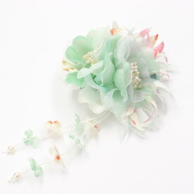 髪飾り クリップ 和装 浴衣 成人式 七五三 卒業式 入学式 花 ヘアアクセサリー かんざし 髪留め 花びら下がりの和柄2輪コサージュ 赤 白 コサージュ ゆかた 飾り 帯 お花の髪飾り ヘアアクセ 時短 簡単 手軽