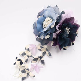 【マラソン2倍・各種クーポン】髪飾り クリップ 和装 浴衣 成人式 七五三 卒業式 入学式 花 ヘアアクセサリー かんざし 髪留め 2輪と下がりの和柄クリップ 習い事 袴 飾り 帯 お花の髪飾り ホワイトピンク レッド 市松赤 市松紺 紫 白 桃色 若草 朱赤 時短 簡単 手軽