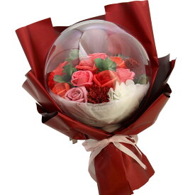 【マラソン2倍・各種クーポン】花 アクリルバルーンブーケ バスフレグランス 入浴剤 ローズ 枯れない フローラルソープ ソープフラワー Bath Fragrance フラワーアレンジ 手提げ付き 昇進 送別 卒業 歓迎 感謝 お礼 お祝いい プレゼント ギフト 母の日