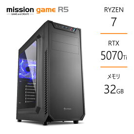 ゲーミングPC Ryzen7 9800X3D RTX5070Ti メモリ32GB SSD1TB B650 サイドフロー空冷 デスクトップ