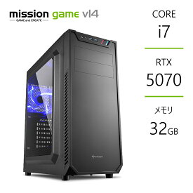 ゲーミングPC RTX5070 Core i7-14700F メモリ32GB SSD1TB B760 サイドフロー空冷 デスクトップ
