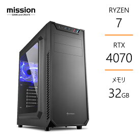 ゲーミングPC Ryzen7 5700X RTX4070 メモリ32GB SSD1TB B550 サイドフロー空冷 デスクトップ