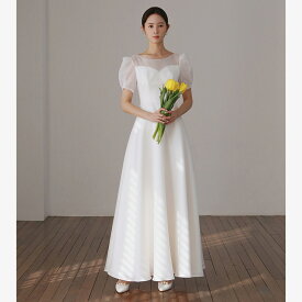 ウエディングドレス 半袖 花嫁 結婚式 パーティードレス シンプル 二次会 ブライダル ワンピース 海外挙式 ロングドレス 披露宴 イブニングドレス エレガント 演奏会 Aラインドレス 文化祭 白無垢風 教会ウェディング 教会式お呼ばれ ドレス 小さい 大きい セミオーダー