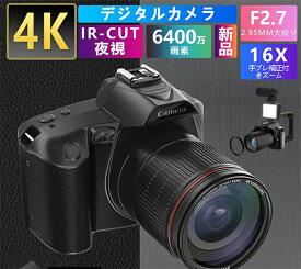 一眼レフ カメラ デジタルカメラ wifi対応 アクションカメラ 2025新品 自撮り 一眼レフ ビデオカメラ 4K 6400万画素 IRナイトビジョン HDMI出力 電子手ブレ補正 F=2.7大絞り 16倍ズーム 初心者 旅行 入学プレゼント