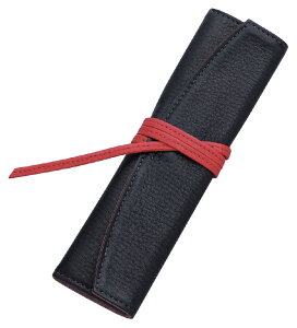 パイロット ペンサンブル Pensemble 牛革 ロールペンケース 1本用 ロングタイプ 太軸対応 PSR1-02 ブラック/レッド/ブラックレッド