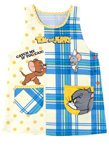 【メール便送料無料!】 エプロン 保育士 キャラクター プリント仕様 トムとジェリー トム&ジェリー トムジェリ タフィー ねこ ネコ 猫 ねずみ ネズミ M-L