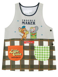 【メール便送料無料!】 エプロン 保育士 キャラクター プリント仕様 トムとジェリー トム&ジェリー トムジェリ タフィー ねこ ネコ 猫 ねずみ ネズミ M-L