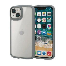 エレコム iPhone 14 / 13 ケース カバー 耐衝撃 衝撃吸収 マット加工 指紋防止 半クリア 半透明 TOUGH SLIM LITE ストラップホール付き フレームカラー