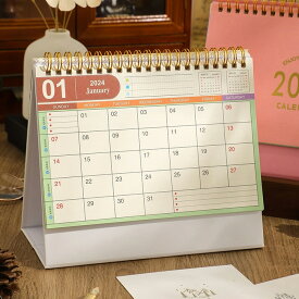 スモール 卓上カレンダー 2024 フリップ デスクトップカレンダー メタルリング ブランディング デスクトップカレンダー ホーム オフィス スクール