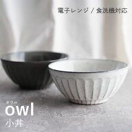 どんぶり 小 美濃焼 【300円OFFクーポン】 小丼 owl ご飯 丼 麺 人気 食器 和食器 洋食器 黒土 白い食器 …