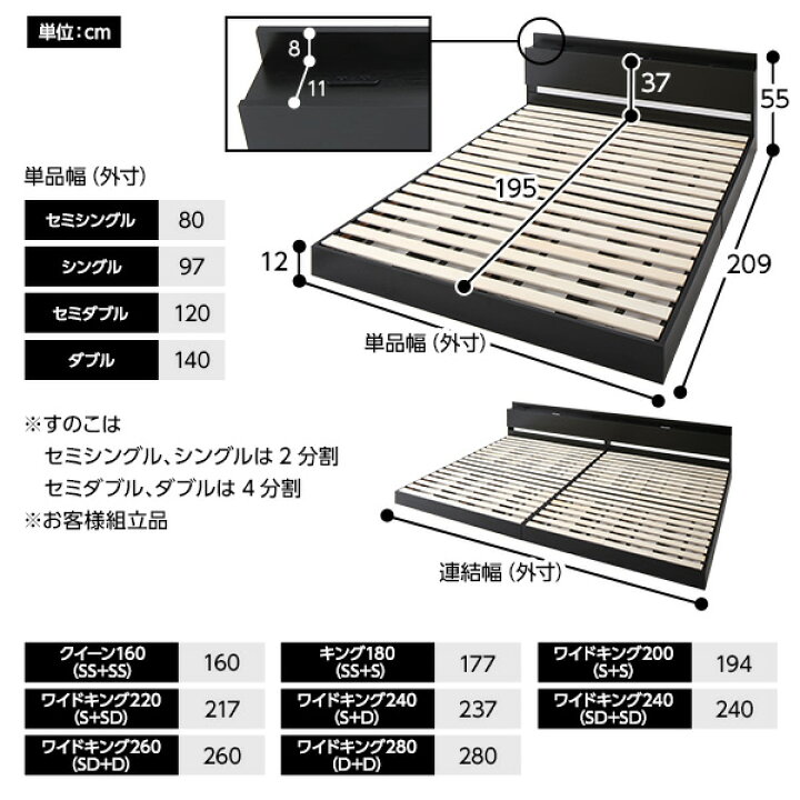 楽天市場】スーパSALE10倍＆4時間限定10％OFF 宮棚付き ローベッド 