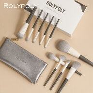 ROLYPOLY 化粧ブラシ 高級繊維毛 メイクブラシ【10本入り】 ポーチ付き 収納 化粧筆 化粧ブラシセット 携…