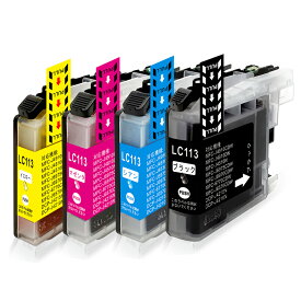【LC113-4PK・4色セット】ブラザー 互換 インクカートリッジ ICチップ 残量表示検知機能付き 安心2年保証 LC113BK LC113C LC113M LC113Y